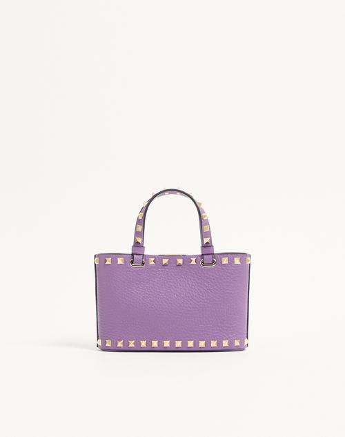 Valentino Garavani - Mini Borsa Shopping Rockstud In Vitello Granato - Lilla - Donna - Borse Shopping