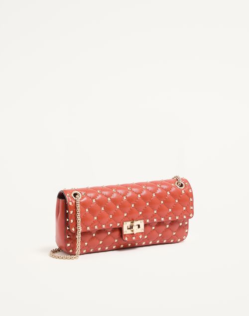 Valentino Garavani - Valentino Garavani Rockstud Spike Medium Shoulder Bag In Kidskin - Papavero - Woman - Shoulder Bags