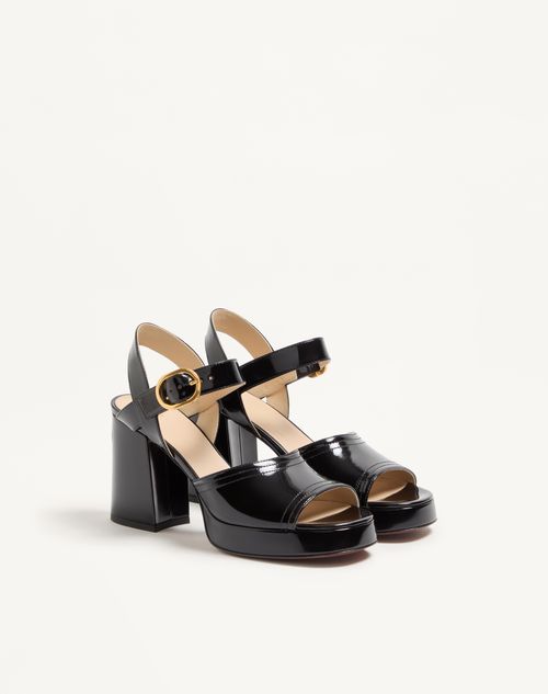 Valentino Garavani - Fawcette Platform Sandal In Polished Calfskin 100mm - Black - Woman - Sandals