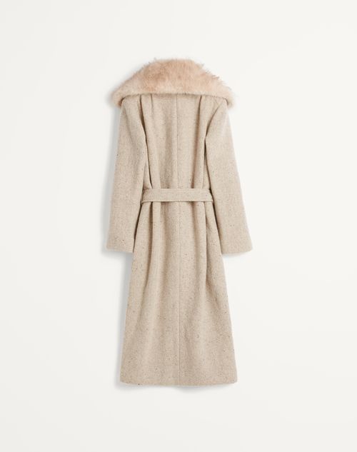 Valentino - Coat In Textured Wool - Light Camel/latte - Woman - Coats And Outerwear