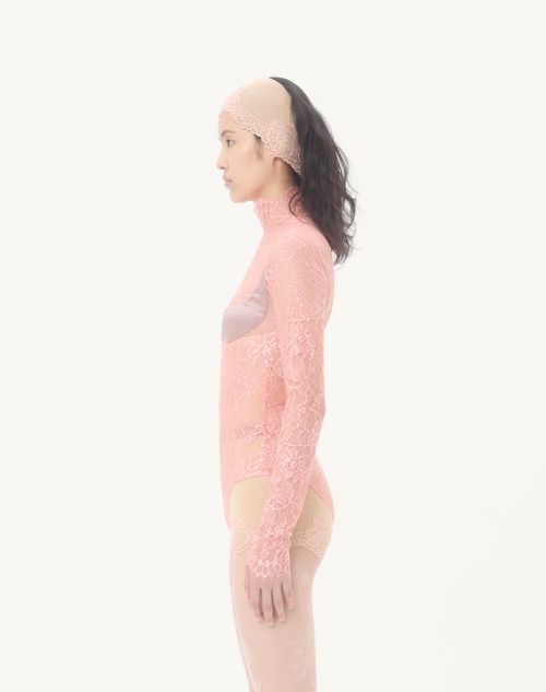 Valentino - Floral Lace Body - Peach Rose - Woman - Shirts And Tops