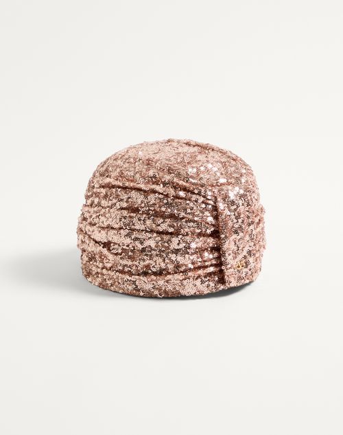 Valentino Garavani - Sequinned Turban - Rose Gold - Woman - Hats And Gloves