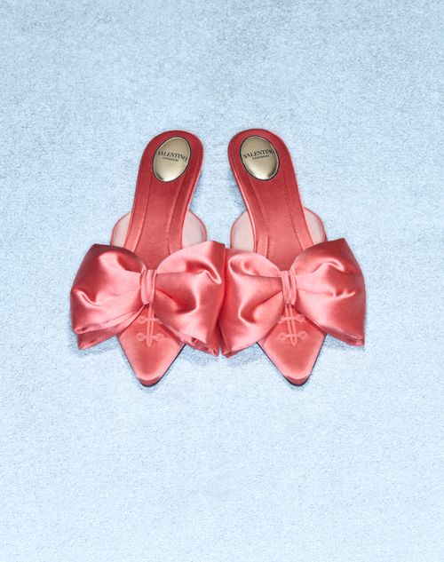 Valentino Garavani - Zapato Bajo Sin Talón Yolande De Satén Con Tacón De 45 mm - Salmón - Mujer - Salones