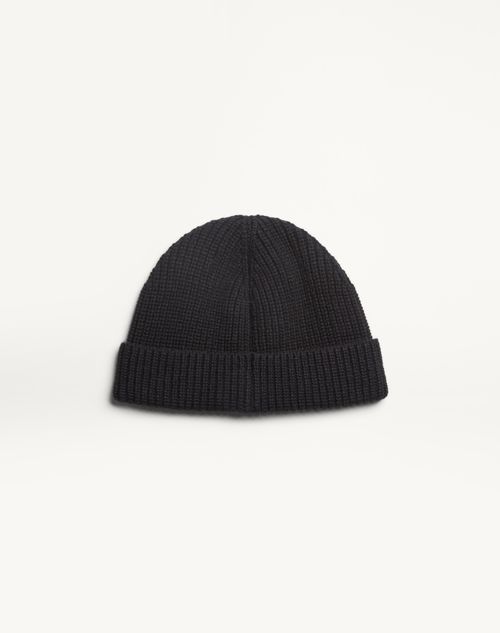 Valentino Garavani - Vlogo Signature Knitted Cashmere Beanie - Black - Man - Hats And Gloves