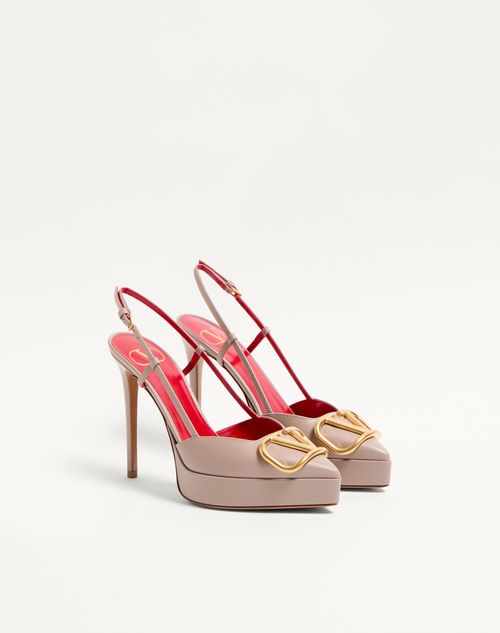Valentino Garavani - Vlogo Signature Calfskin Slingback Platform Pump 120mm - Poudre - Woman - Pumps