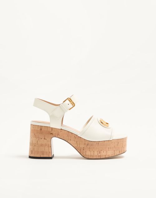 Valentino Garavani - Vlogo Signature Calfskin Sandal 80mm - Ivory - Woman - Sandals