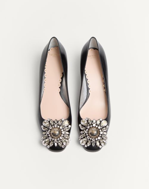 Valentino Garavani - Zapato Preshoes De Cabritilla Con Cristales Y Tacón De 45 mm - Negro/plateado - Mujer - Salones