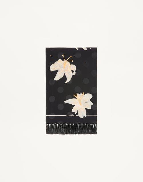 Valentino Garavani - Apres L'hiver Lilium Silk Scarf - Black/butter - Woman - Soft Accessories