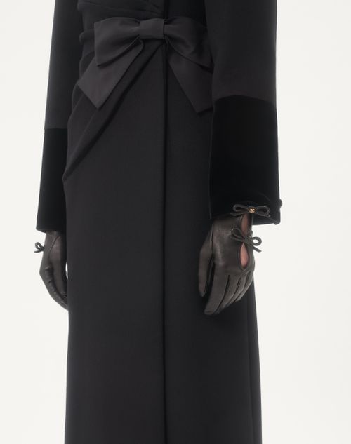 Valentino Garavani - Vlogo Signature Handschuhe Aus Nappaleder Mit Schleifen - Schwarz - Frau - Mützen Und Handschuhe