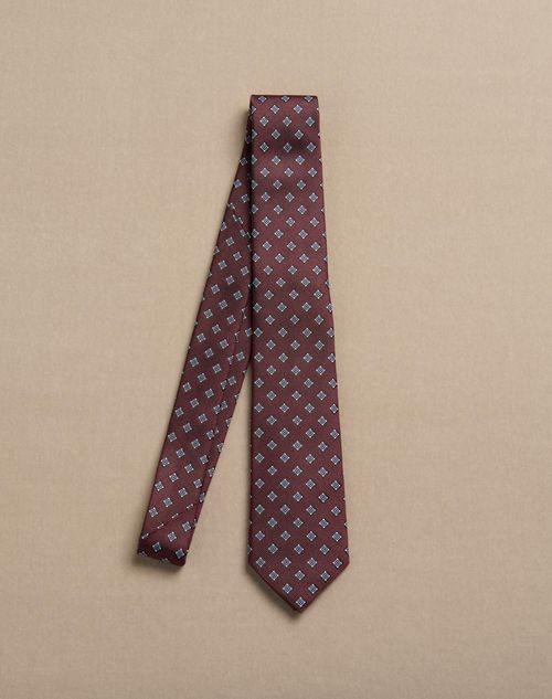 Valentino Garavani - Valentie Micro-check Silk Tie - Maroon - Man - Ties