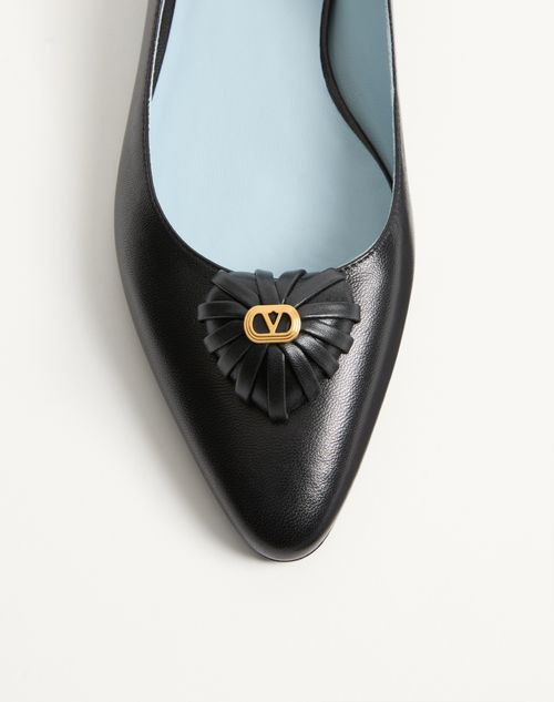 Valentino Garavani - Coeur Royal Kidskin Ballerina - Black - Woman - Ballerinas