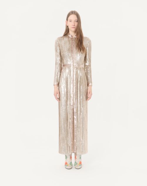 Valentino - Embroidered Chiffon Dress - Silver/pink - Woman - Gowns