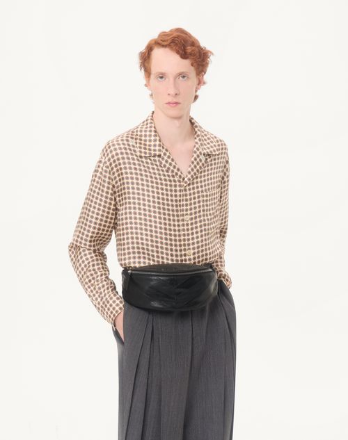 Valentino Garavani - Marsupio Jean In Nappa Patchwork Con Motivo Chevron - Nero - Uomo - Marsupi