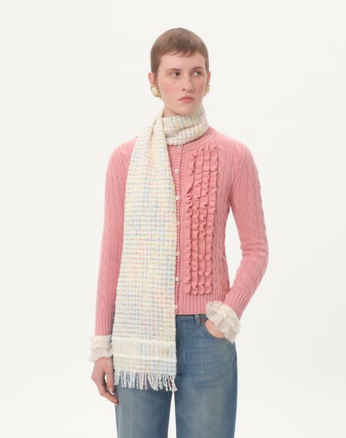 Valentino Garavani - Vlogo Signature Wool And Cashmere Scarf - Ivory/gold - Woman - Soft Accessories