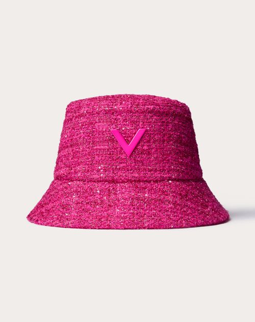 Shop Valentino Garavani V Detail Wool Bucket Hat Woman Pink Pp 57
