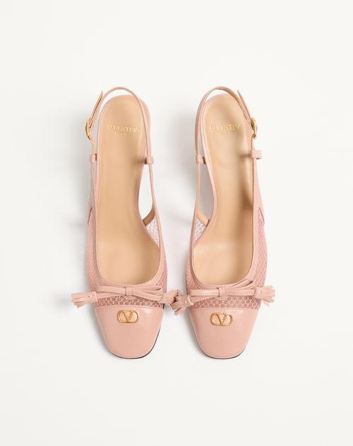 Valentino Garavani - Valet Du Roi Slingback Pump In Mesh And Kidskin 60mm - Pink - Woman - Pumps And Slingbacks
