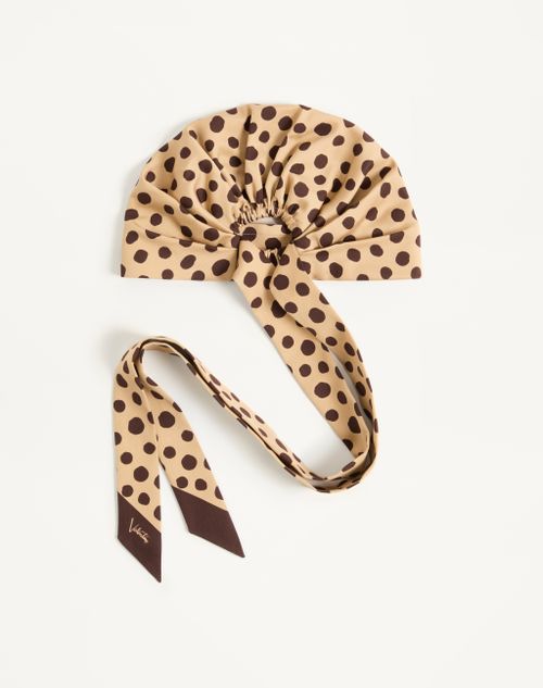 Valentino Garavani - Headband Pois Dalmata Plus De Pois In Cotone E Seta - Beige/chocolate - Donna - Accessori Tessili