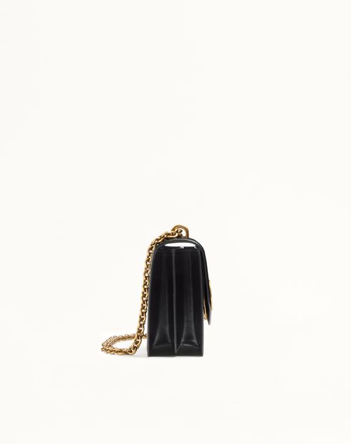 Valentino Garavani - Valentino Garavani Vain Shoulder Bag In Shiny Calfskin - Black - Woman - Shoulder Bags