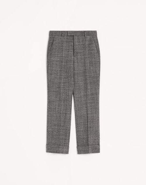 Valentino Valentino Mouliné Wool Trousers With Turn-ups Man White/ Black 56