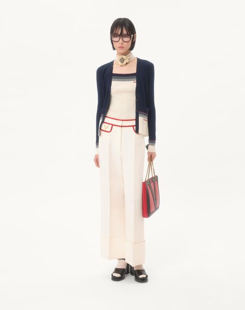 Valentino - Wool Cardigan - Navy/birch - Woman - Knitwear