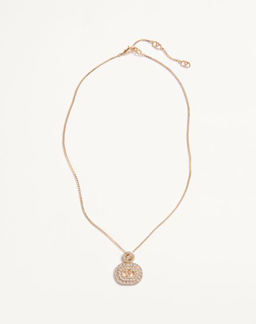Valentino Garavani Vlogo Signature Metal And Swarovski Crystal Necklace Woman Gold/crystal Onesize