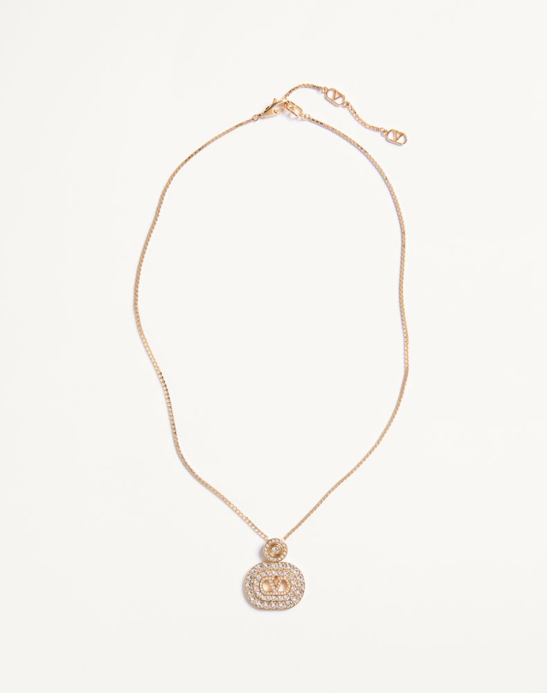 Valentino Garavani Vlogo Signature Metal And Swarovski® Crystal Necklace Woman Gold/crystal Uni In Multi