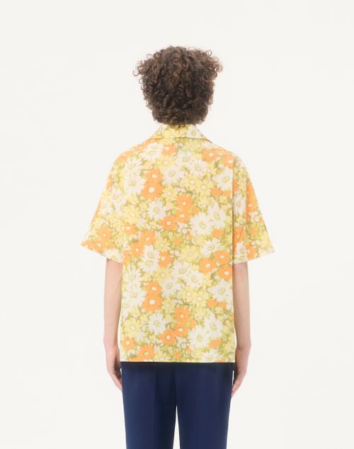 Valentino - Valentino Cotton Bowling Shirt With Papier Floral Print - Multicolor - Man - Shirts