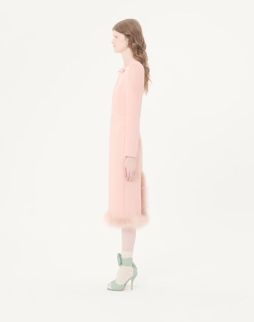 Valentino - Cady Couture Midi Dress With Feathers - Rose - Woman - Dresses