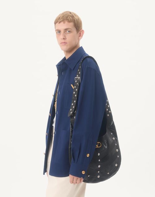 Valentino - Valentino Cotton Gabardine Shirt Jacket With Vgold - Cobalt - Man - Outerwear