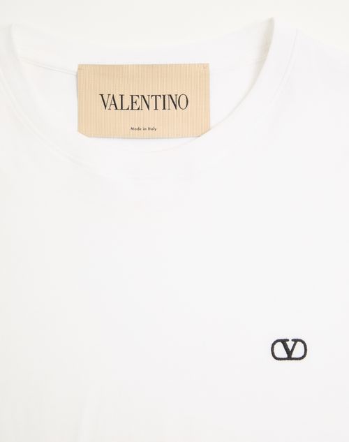 Valentino - Valentino Cotton T-shirt With Vlogo Embroidery - White - Man - T-shirts And Sweatshirts