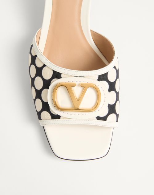 Valentino Garavani - Vlogo Signature Slide Sandal In Plus De Pois Fabric 60mm - Black/ivory - Woman - Sandals