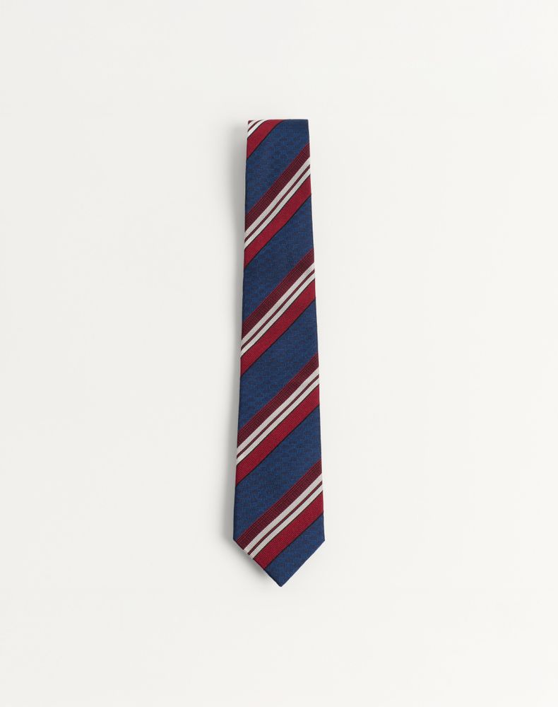 Valentino Garavani Men's Blue/Maroon Valentie Striped Silk Tie Man Uni