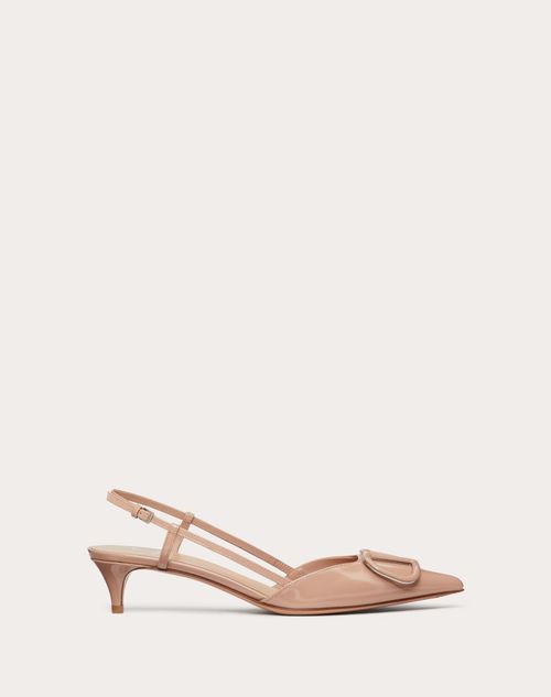 Valentino Garavani Vlogo Signature Patent Leather Slingback Pump 40mm Woman Rose Cannelle 42 In Rose Cannelle