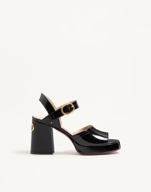 Valentino Garavani Fawcette Platform Sandal In Polished Calfskin 100mm Woman Black 40