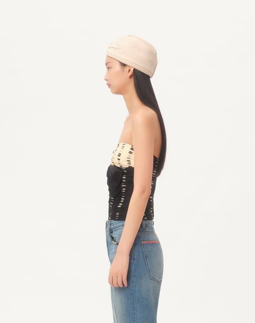 Valentino - Chiffon Top With Plusdepois Print - Black/birch - Woman - Shirts And Tops
