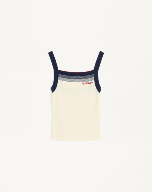 Valentino - Wool Top - Birch/navy - Woman - Shirts And Tops