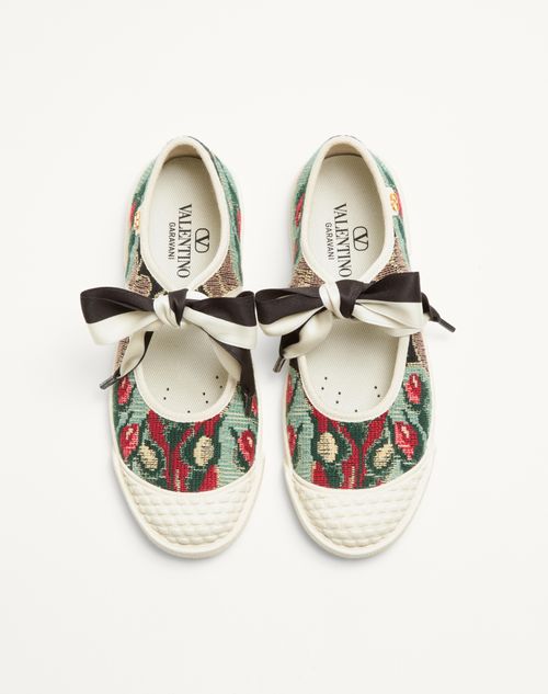 Valentino Garavani - Ballerina Bay By Bay Sneaker In Jacquard Fabric With Floral Embroidery - Black/multicolour/ivory - Woman - Sneakers