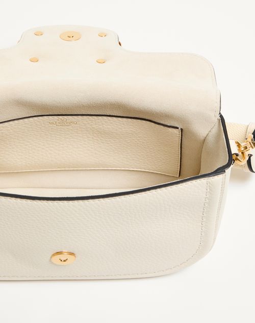 Valentino Garavani - Valentino Garavani Alltime Grainy Calfskin Shoulder Bag - Ivory - Woman - Shoulder Bags