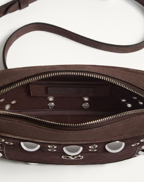 Valentino Garavani - Valentino Garavani Nellcôte Suede Shoulder Bag - Brown - Man - Shoulder Bags