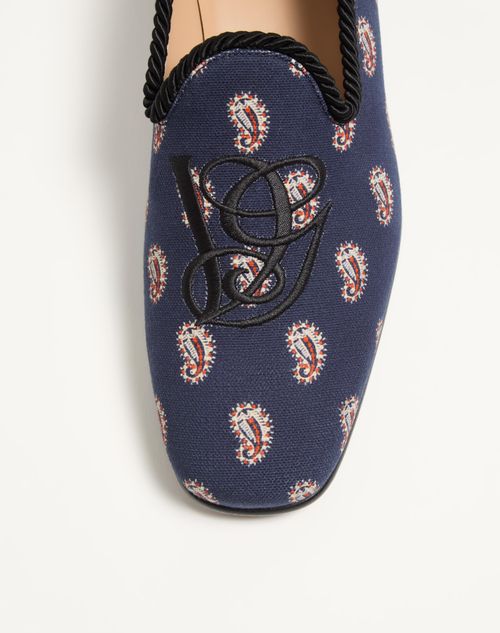 Valentino Garavani - Les Alcôvettes Loafer In Voyage Imaginaire Canvas Fabric - Blue - Man - Loafers And Driver