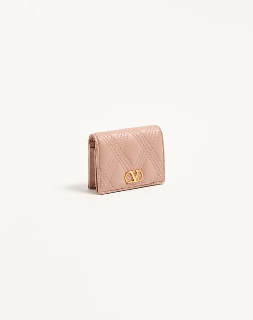 Valentino Garavani - Valentino Garavani Quiltie 67 Wallet In Quilted Nappa Leather - Rose Cannelle - Woman - Wallets And Small Leather Goods