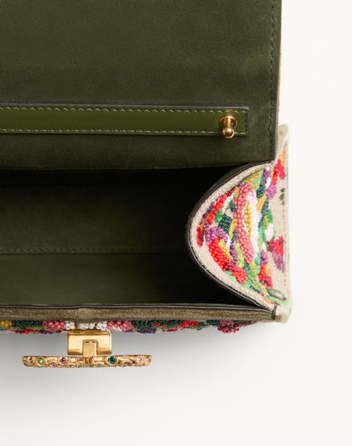 Valentino Garavani - Valentino Garavani Vsling Mini Embroidered Handbag With Jewel Logo - Natural/multicolor - Woman - Top Handle Bags