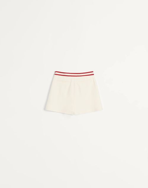 Valentino - Crepe Couture Shorts - Ivory/red - Woman - Pants And Shorts