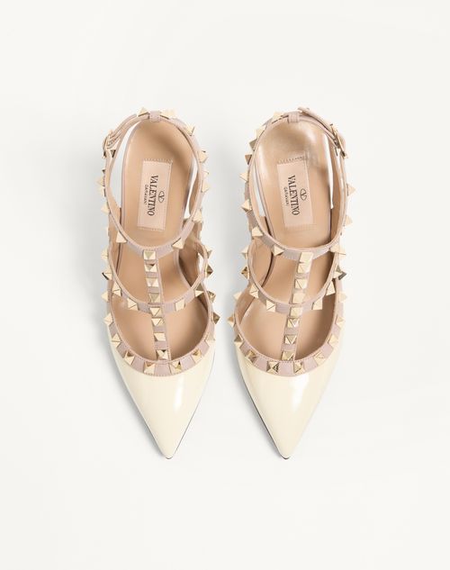 Valentino Garavani - Patent Rockstud Caged Pump 100mm - Ivory/poudre - Woman - Pumps