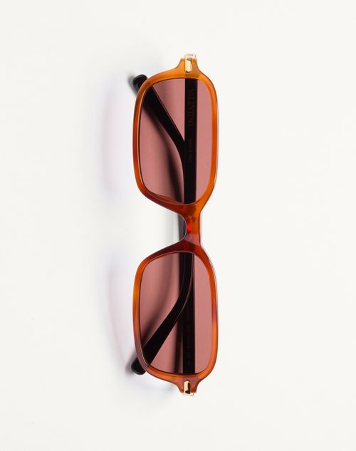 Valentino - Rectangular Acetate Eyewear - Ivory/black/brown - Unisex - Eyewear