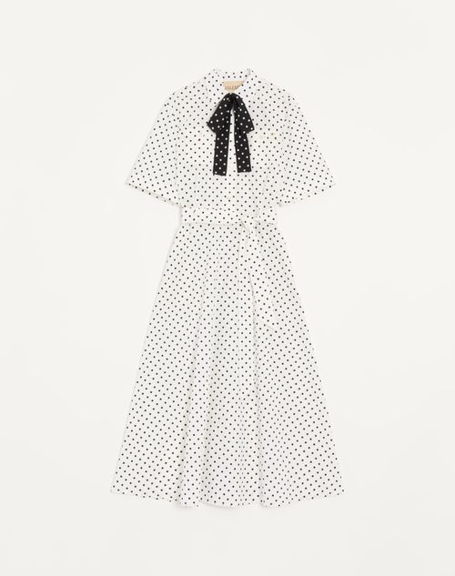 Valentino Poplin Plusdepois Print Midi Dress Woman White/ Black 44