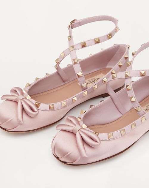 Valentino Garavani - Rockstud Satin Ballerina - Water Lilac - Woman - Ballerinas