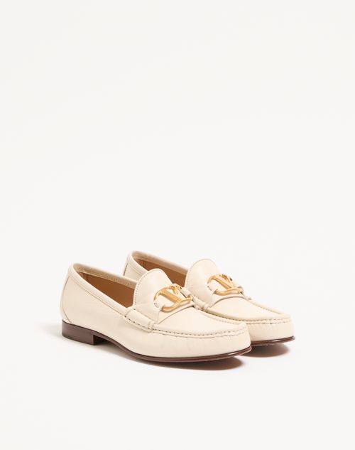 Valentino Garavani - Vlogo Signature Goatskin Loafer 20mm - Ivory - Woman - Loafers & Oxford