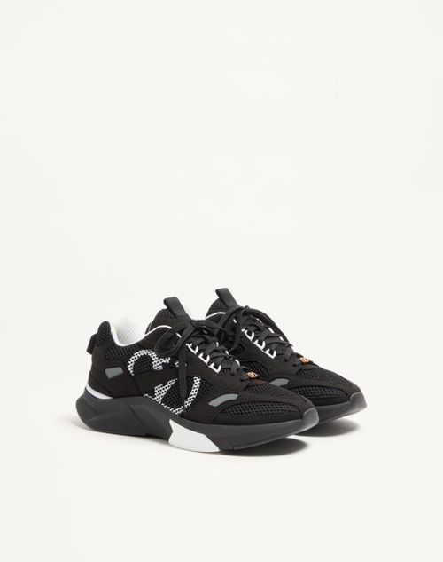 Valentino Garavani - Demivee Sneaker In Mesh Fabric With Suede Inserts - Black/gray - Man - Sneakers