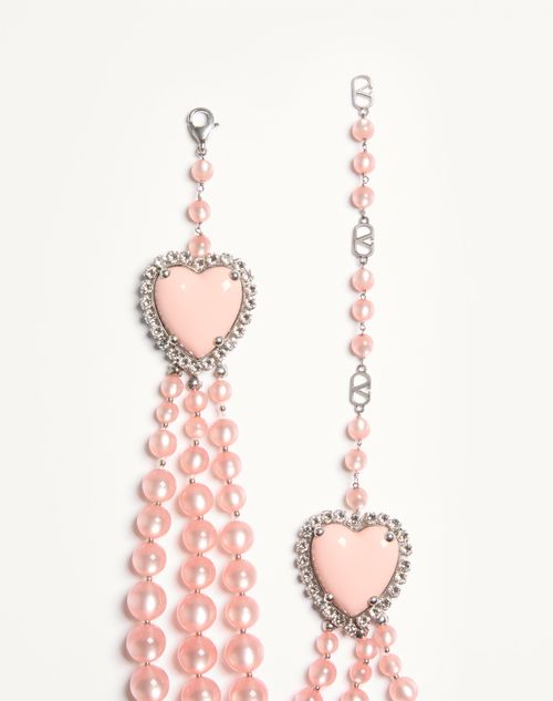 Valentino Garavani - Coeur Hyperbole Necklace In Metal, Resin And Crystals - Pink - Woman - Fashion Jewelry